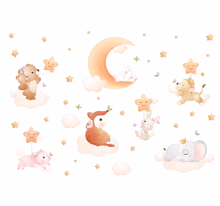 Welterusten babykamer fotobehang - TenStickers
