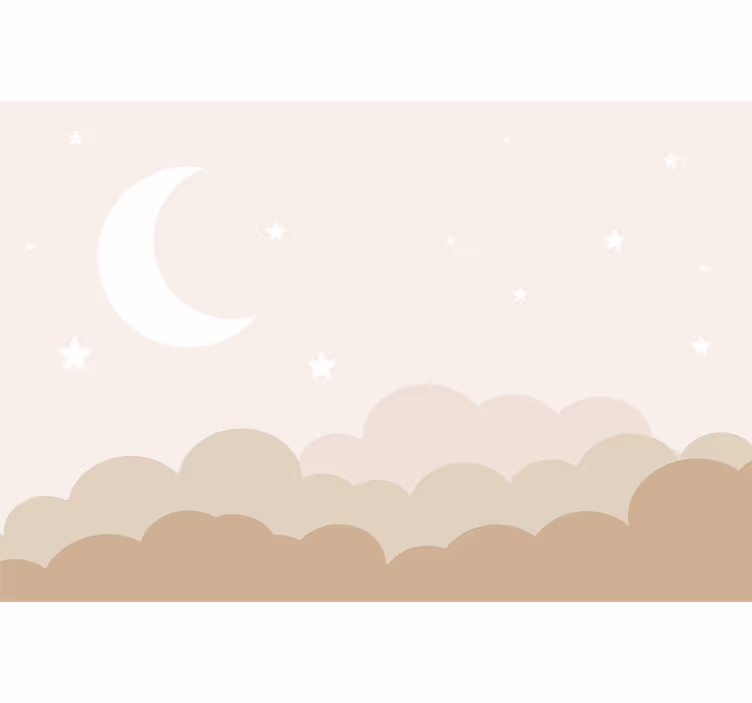 Wolken met sterren babykamer fotobehang - TenStickers