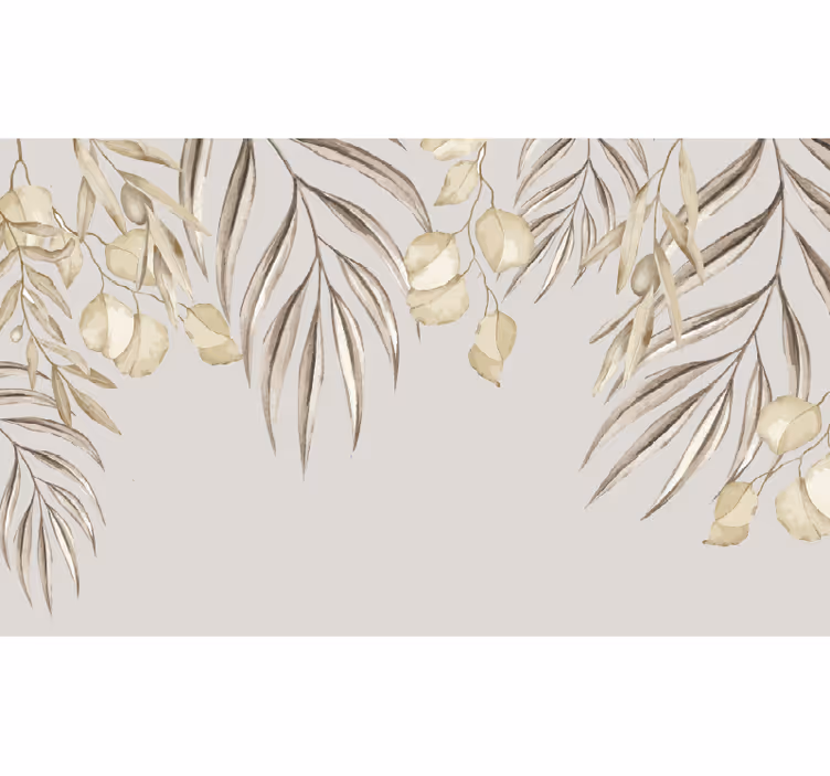 Zachte beige palm badkamer fotobehang - TenStickers