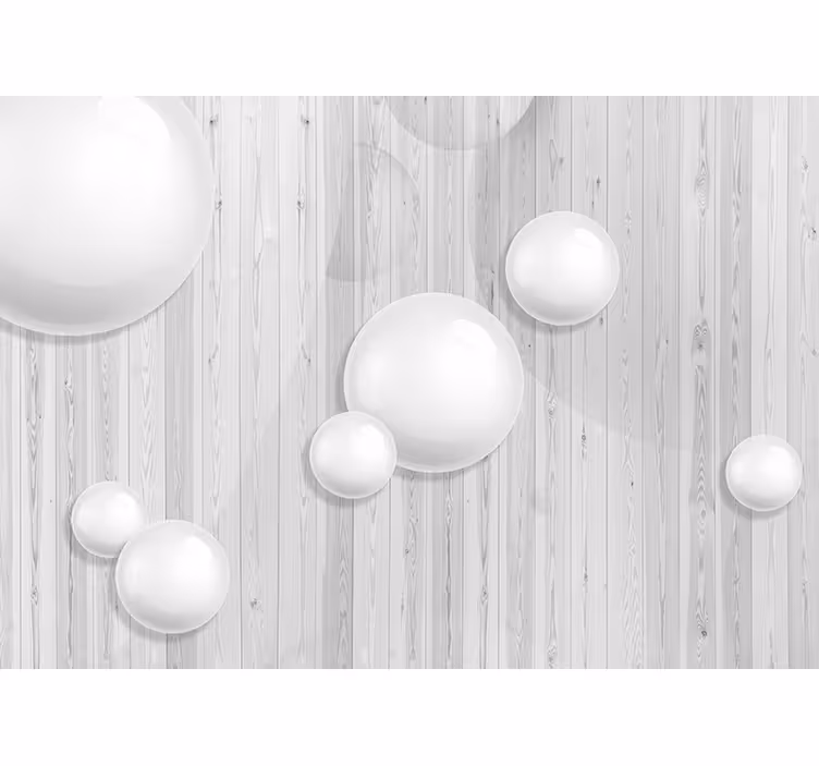 Fotobehang hout wit rusiek met bubbels - TenStickers