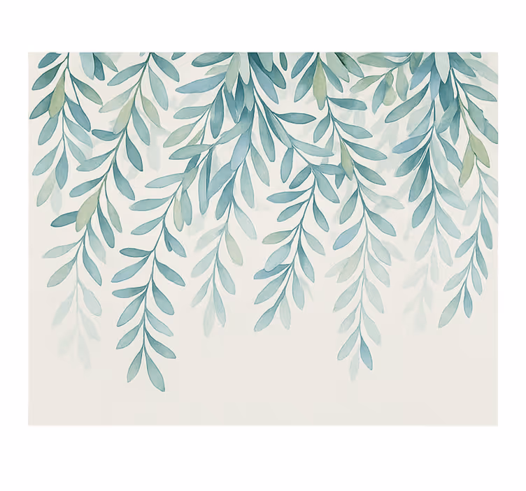 Elegante aquarelbladeren fotobehang tienerkamer - TenStickers