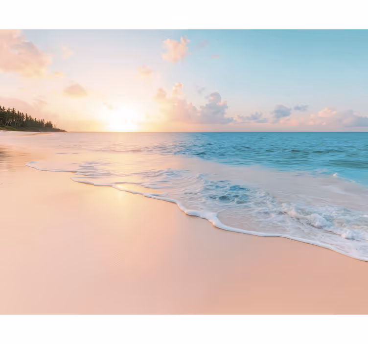 Kalm zonsondergangontwerp fotobehang strand - TenStickers