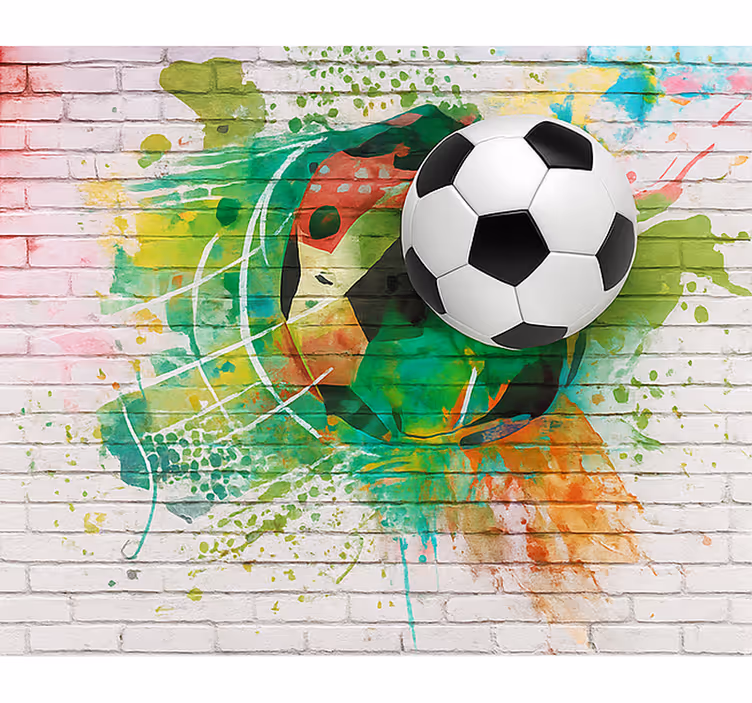 Veelkleurige voetbal fotobehang tienerkamer - TenStickers