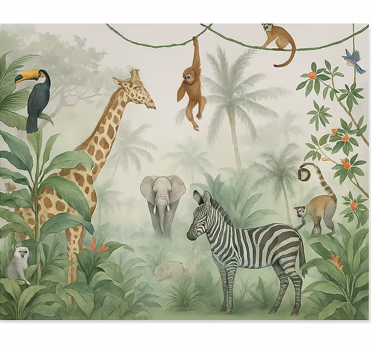 Elegante safaridieren fotobehang tienerkamer - TenStickers