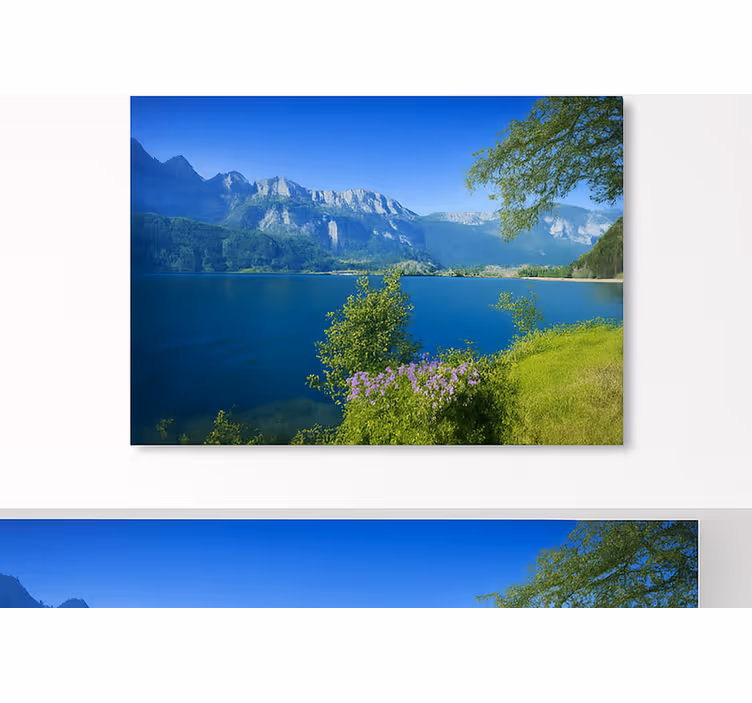 Bergmeer sereniteit foto behang bergen - TenStickers