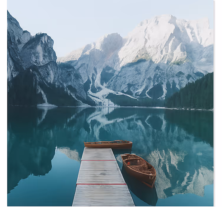 Lago di braies, dolomites foto behang bergen - TenStickers