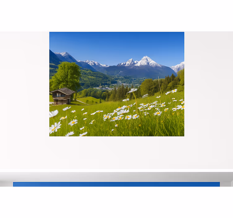 Alpenchalet in de zomer foto behang bergen - TenStickers