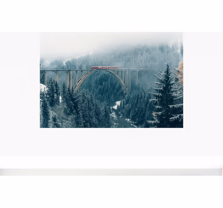 Trein die de zwitserse alpen oversteekt foto behang bergen - TenStickers