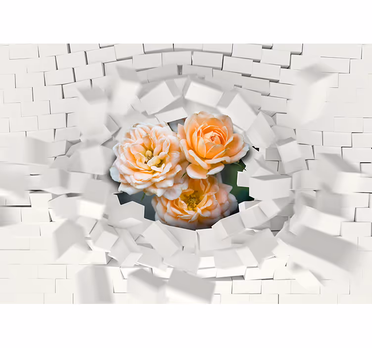 3d fotobehang Orchidee bloem en blokjes - TenStickers