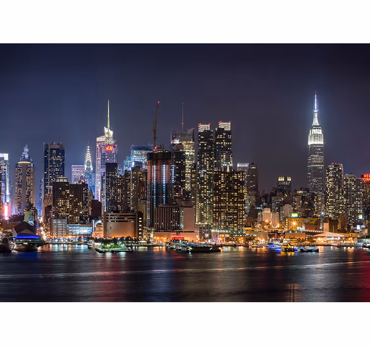 Stedelijke skyline nacht foto behang New York - TenStickers