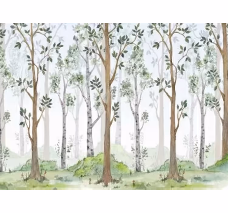 Behang bos minimalistisch botanisch kenmerk - TenStickers