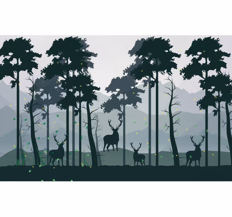 Behang bos silhouet bos scandi - TenStickers
