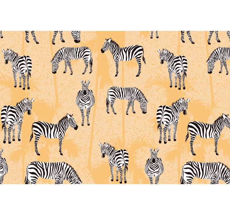Fotobehang afrikaanse stijl zebra en palmbomen - TenStickers
