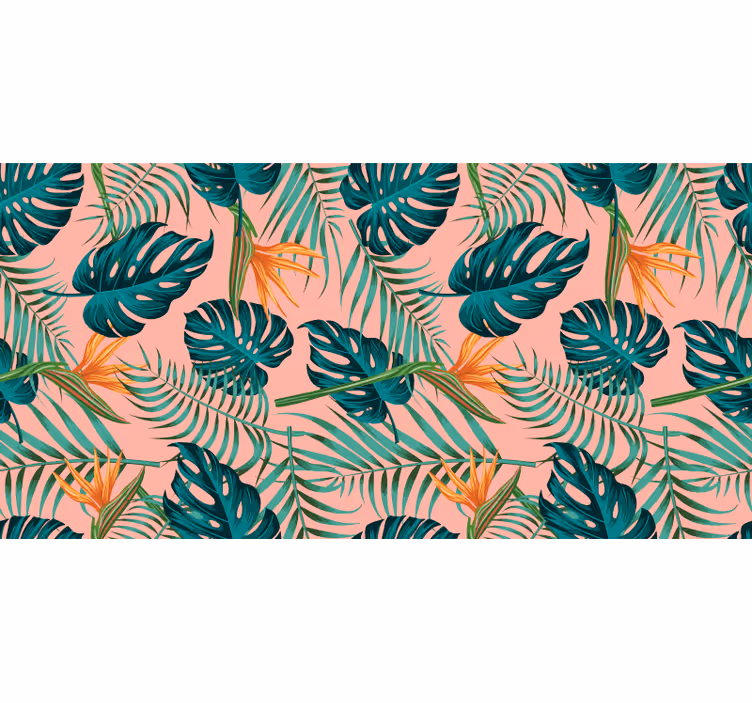 Foto behang jungle aquarel groen en roze tropisch - TenStickers