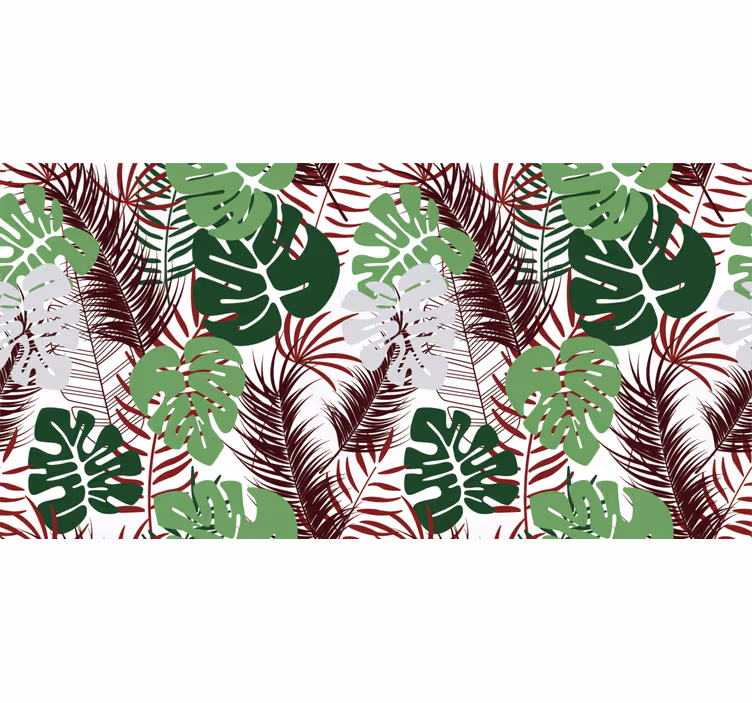 Foto behang jungle monstera bladeren met rode takken - TenStickers