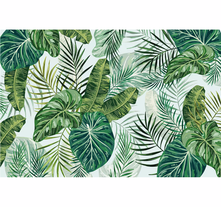 Foto behang jungle tafelsticker bladeren varen - TenStickers