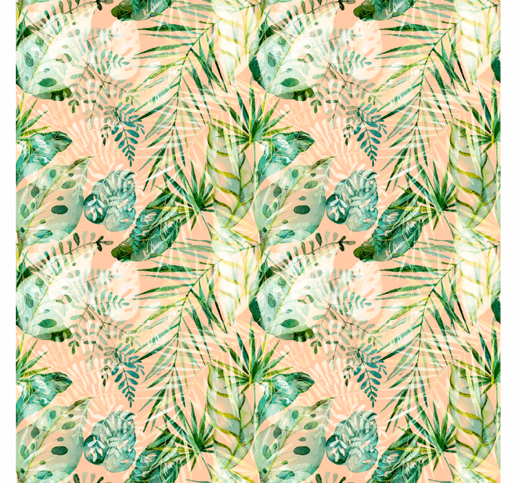 Foto behang jungle roze bloeiende bladeren ontwerp - TenStickers