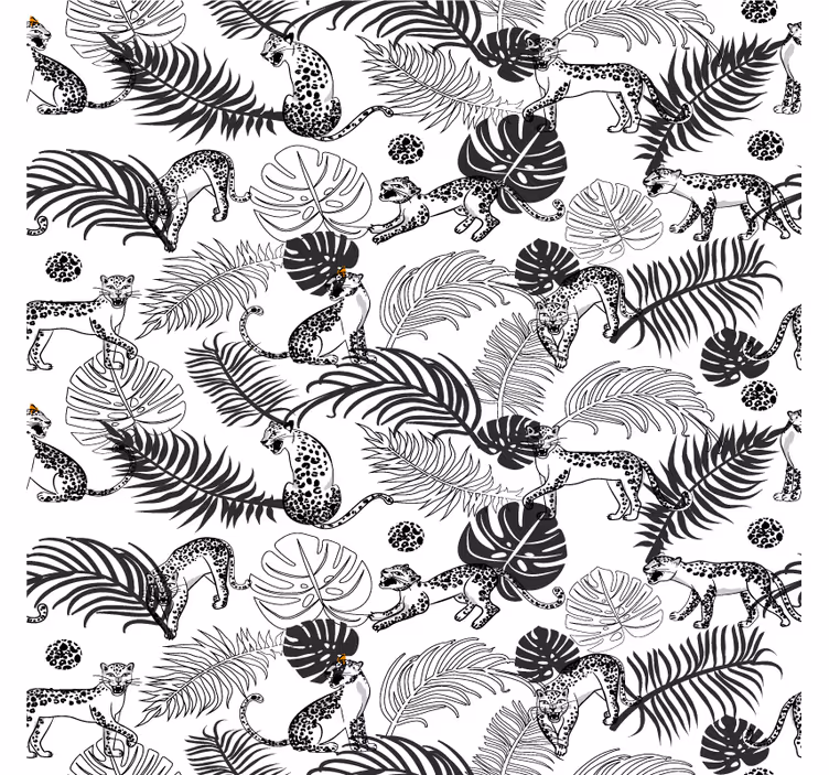 Foto behang jungle zwart-witte wilde luipaardprint - TenStickers