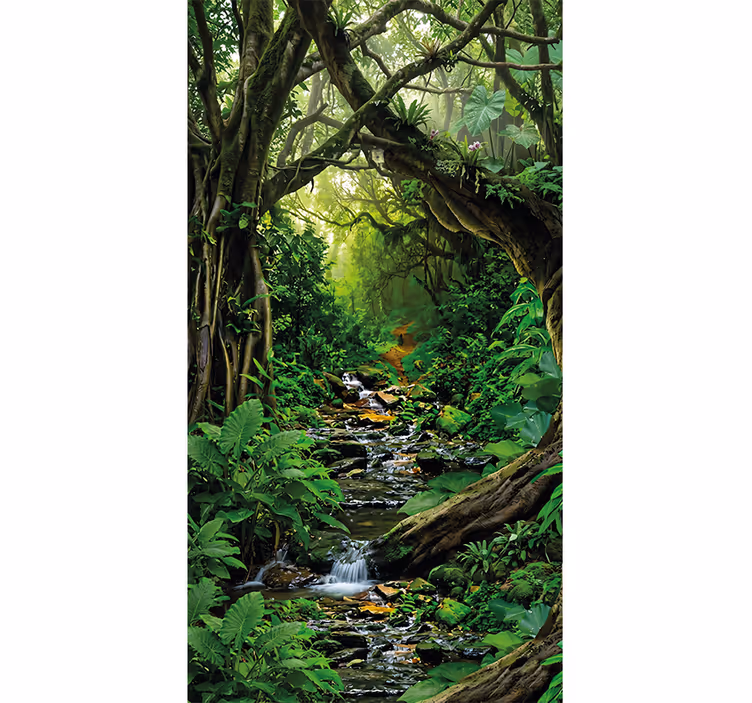 Foto behang jungle tropisch bos oase - TenStickers