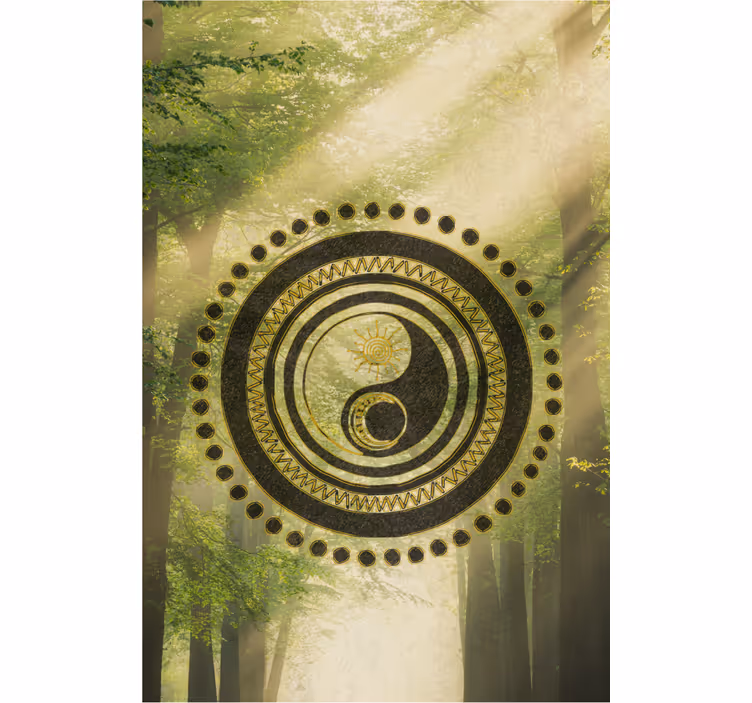 Badkamer fotobehang vredig zen bord in het bos - TenStickers