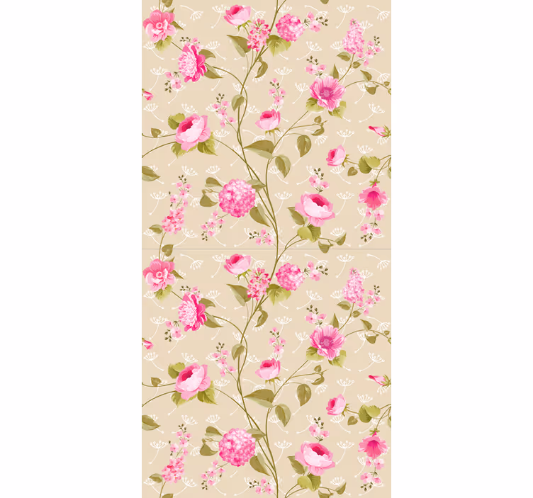 Badkamer fotobehang vintage bloemenprint - TenStickers