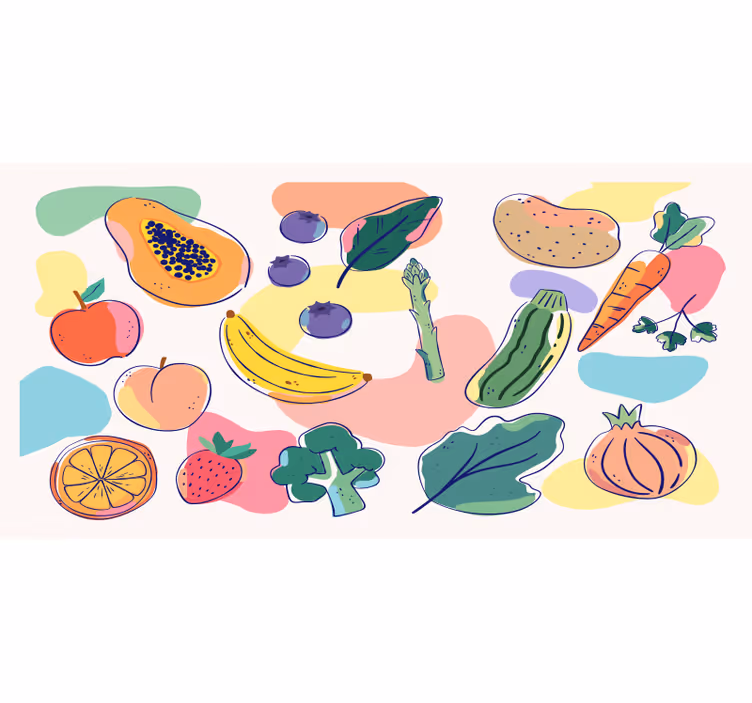 Foto behang keuken kleurrijke vruchten - TenStickers
