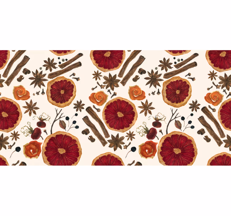 Foto behang keuken winter kruiden patroon - TenStickers