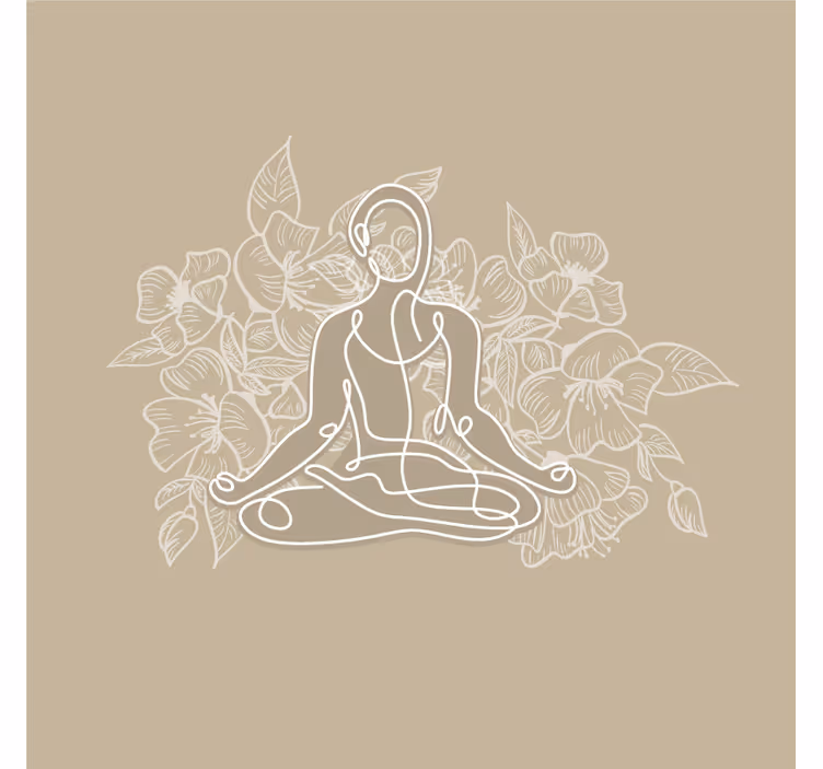 Fotobehang beige mediterende vrouw yoga mat - TenStickers