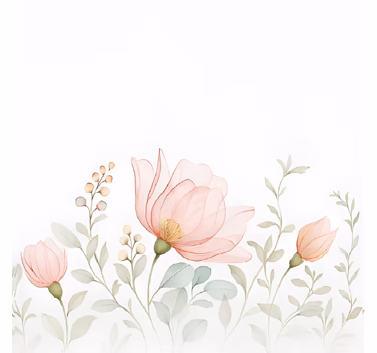 Fotobehang wit abstract doorzichtige bloemen - TenStickers