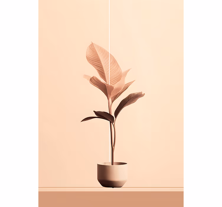 Fotobehang beige verticale plant in beige tinten - TenStickers