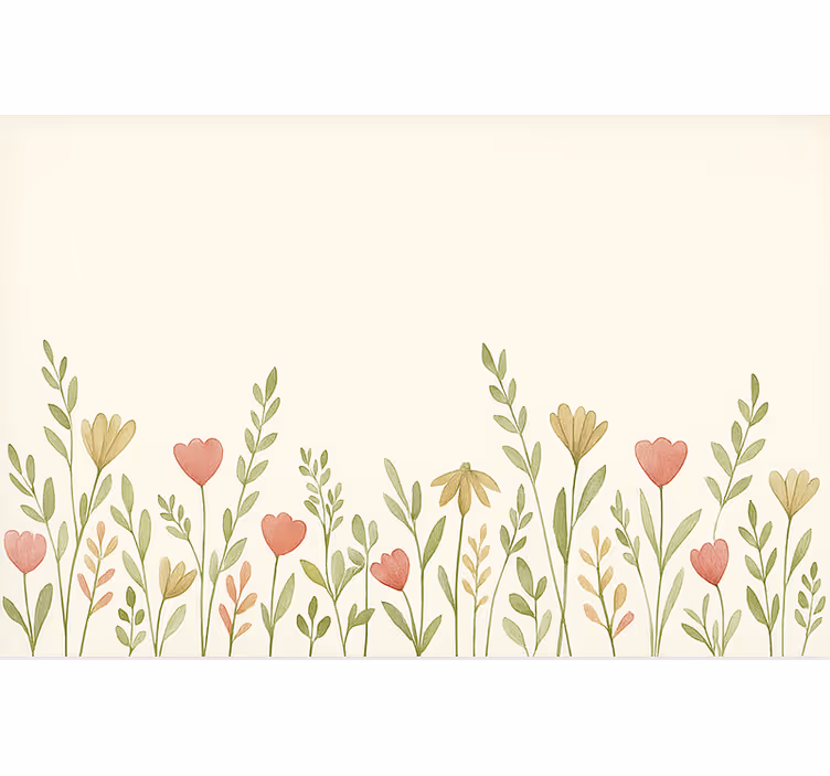 Fotobehang beige velden met bloemenrand - TenStickers