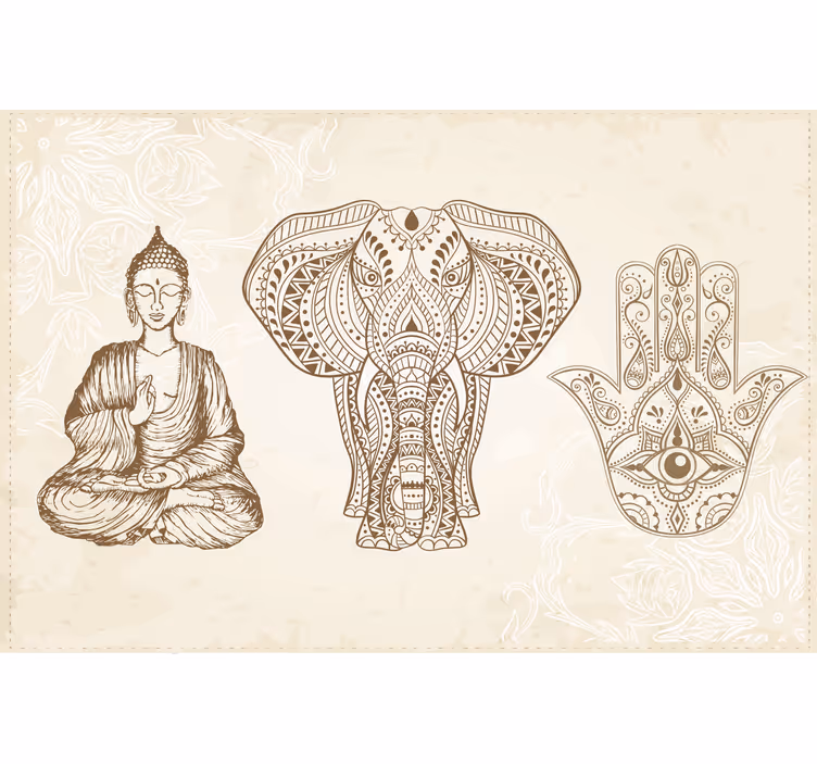 Fotobehang beige buddha hamsa hand symbool - TenStickers