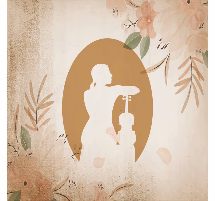 Fotobehang beige violist silhouet van achteren - TenStickers