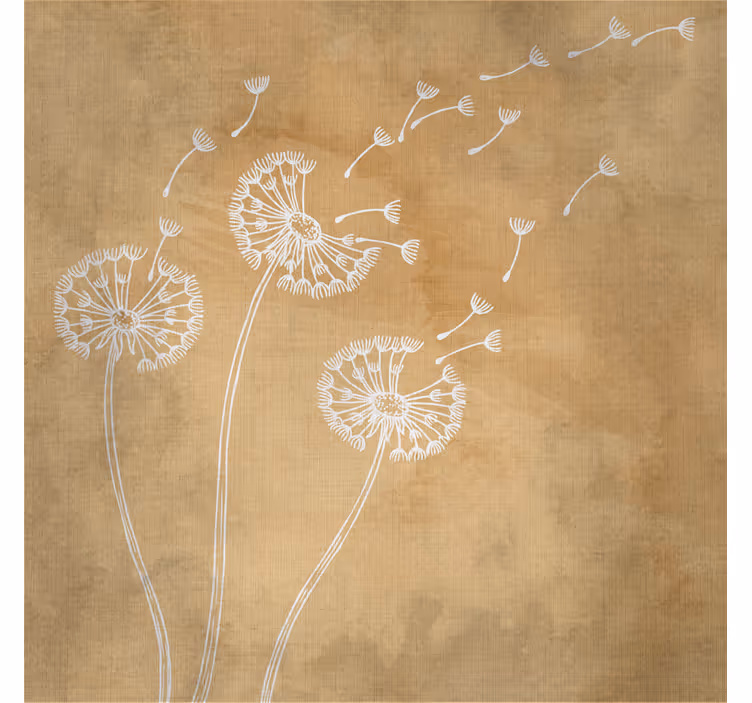 Fotobehang beige paardenbloemen met en zonder bloemblaadjes - TenStickers