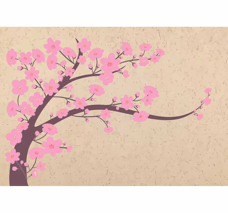 Fotobehang beige roze bloemen op beige achtergrond - TenStickers
