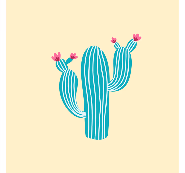 Fotobehang geel pastel kleur cactus en bloemen - TenStickers