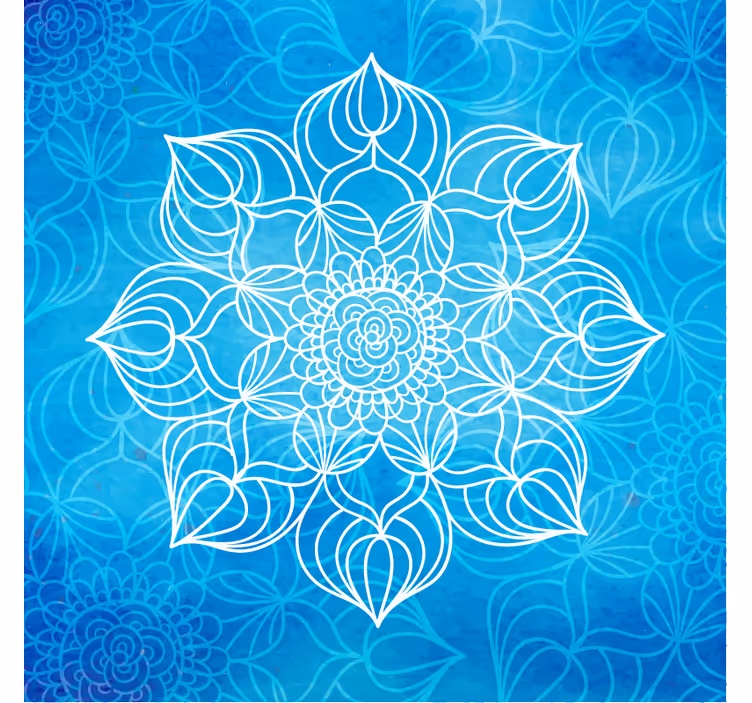 Blauw fotobehang verfspatten mandala - TenStickers