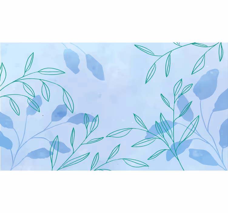 Blauw fotobehang aquarel elegante bladeren - TenStickers