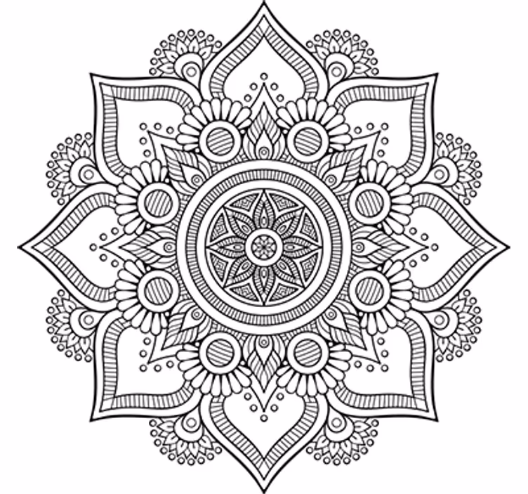 Fotobehang wit mandala bloemen vinyl - TenStickers
