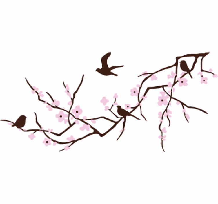 Fotobehang wit decoratieve lijst met vogels - TenStickers