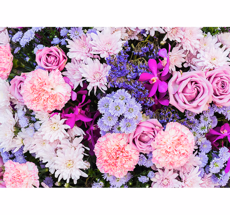 Roze fotobehang kleurrijke bloemen - TenStickers
