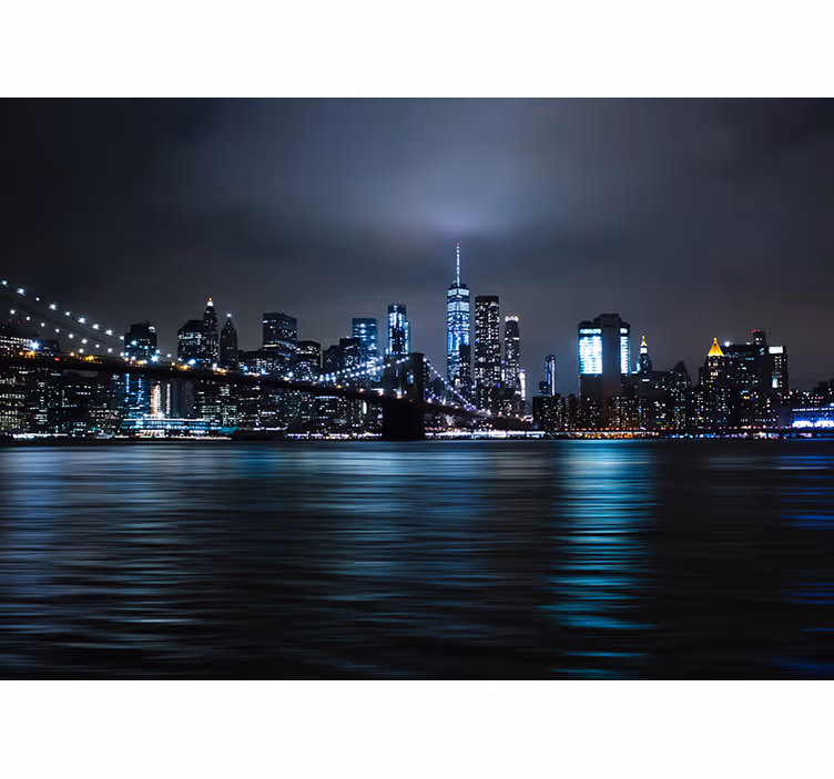 Fotobehang zwart urban night panorama - TenStickers