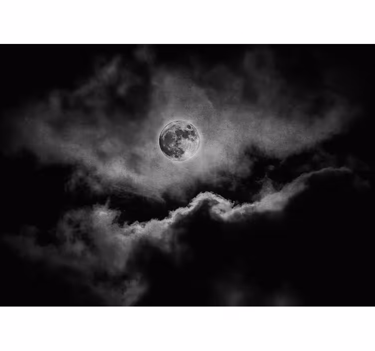 Fotobehang zwart maan en wolken - TenStickers