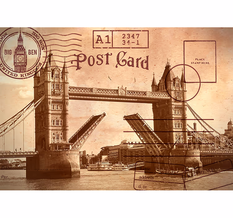 Vintage ansichtkaart van londen fotobehang London - TenStickers