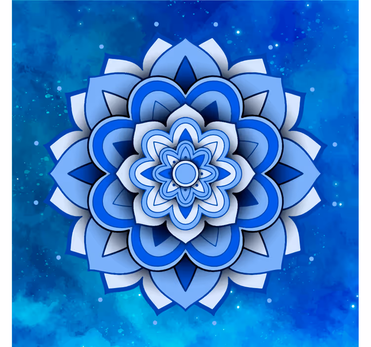 Blauw fotobehang mandala bloemen blauw - TenStickers