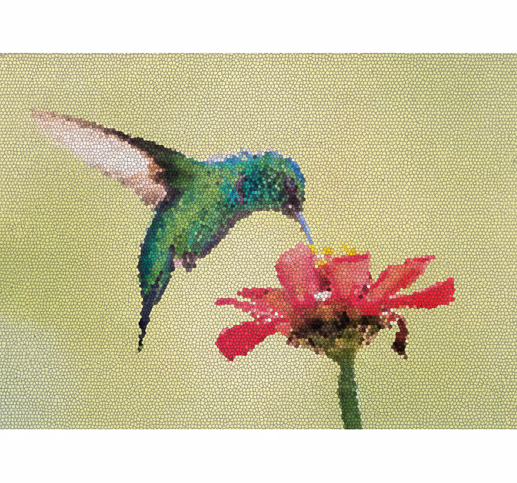 Foto behang hal kleurrijke vogelmozaïek - TenStickers
