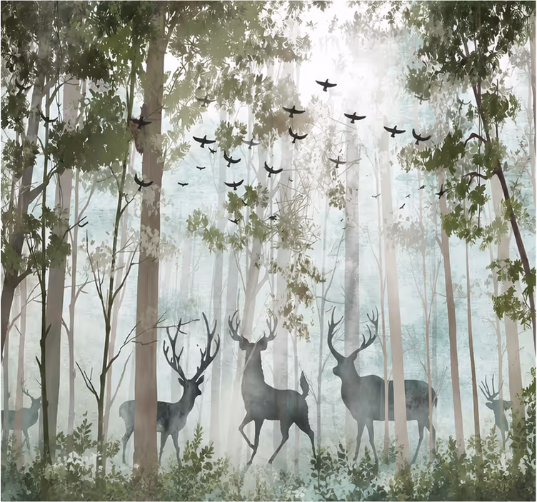 Foto behang diverse dieren hert - TenStickers