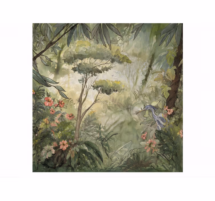 Fotobehang natuur aquarella tropische jungle - TenStickers