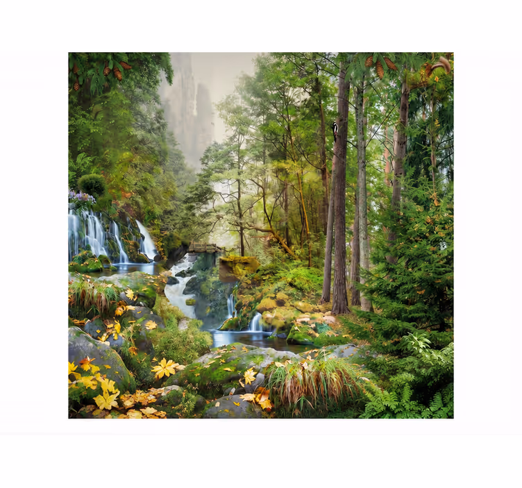 Fotobehang natuur waterval bosmeer - TenStickers