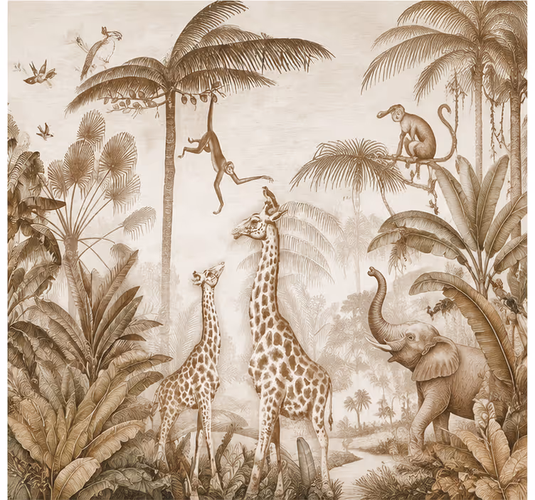 Foto behang diverse dieren jungle - TenStickers